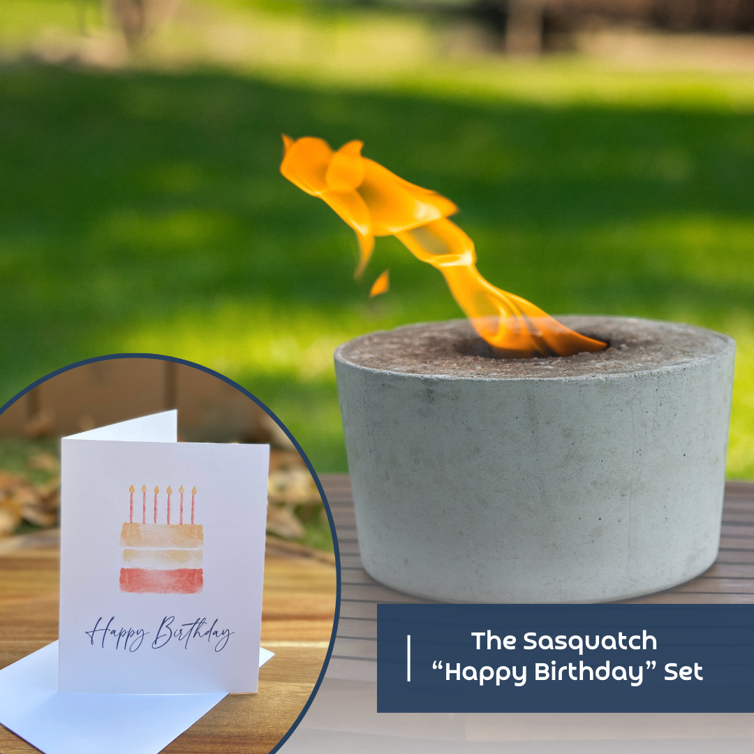 Happy Birthday: Sasquatch fire pot set + greeting card